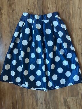 Handmade Polka Dot Pleated Midi Skirt Vintage Inspired Feminine